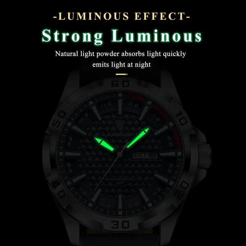 Poedagar Leather Casual Business Quartz Watch