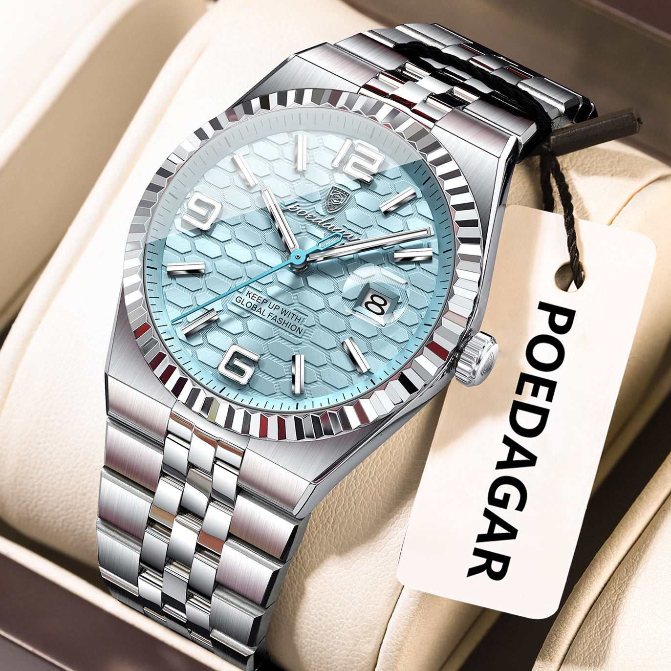 Poedagar Men Stainless Steel Wristwatch