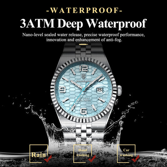 Poedagar Men Stainless Steel Wristwatch