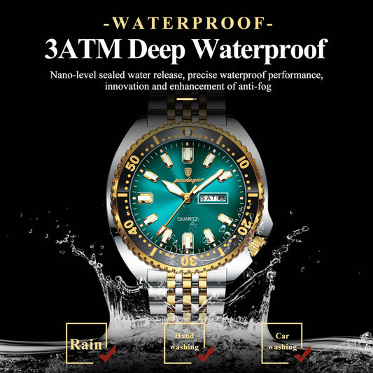 Poedagar Men's Stainless Steel Wrist Watch