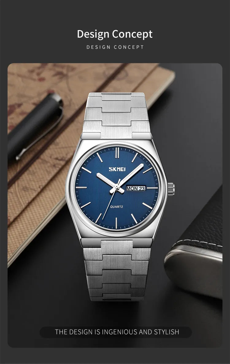Full Steel Time Week Date Sports Watch