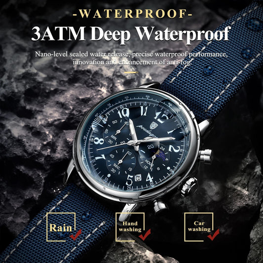 Poedagar Luxury Nylon Leather Straps watch