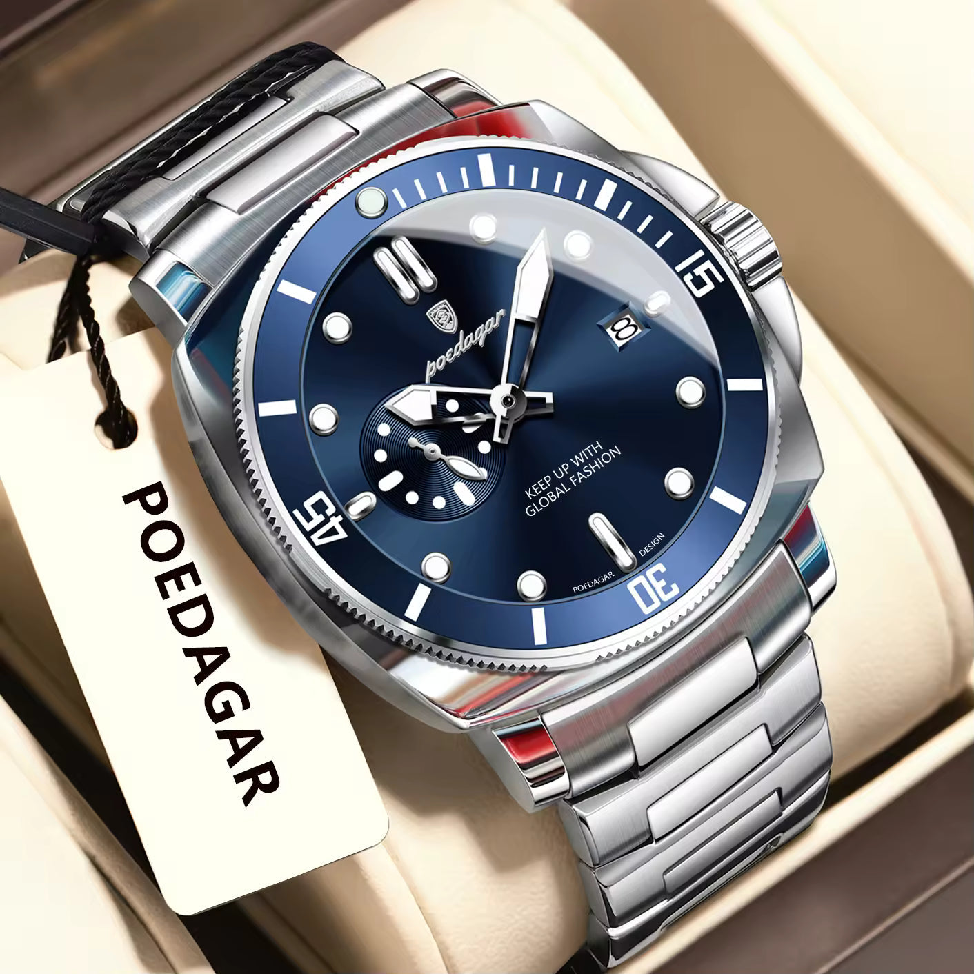 Poedagar Stainless Steel Quartz Watch
