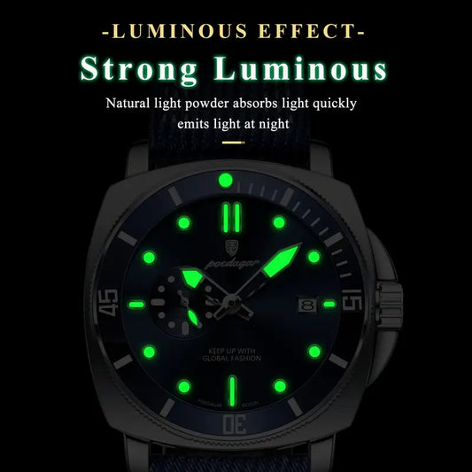 Poedagar Leather Straps Quartz Men Watch