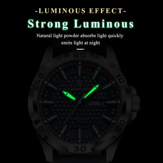 Poedagar Leather Casual Business Quartz Watch