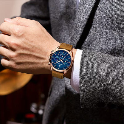 Men's Casual Business Leather Quartz Watch