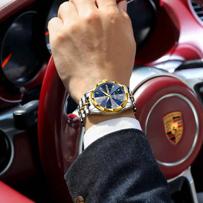 Poedagar Diamond Dial Calendar Display Men Wristwatch