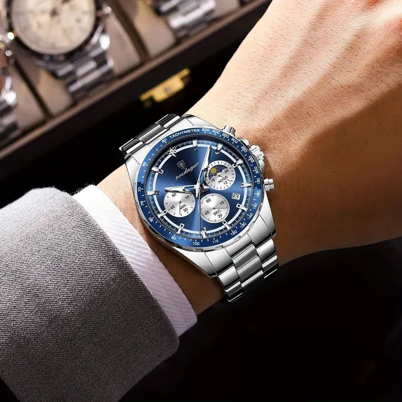 POEDAGAR Sports Series Stainless Steel Mens's Watch