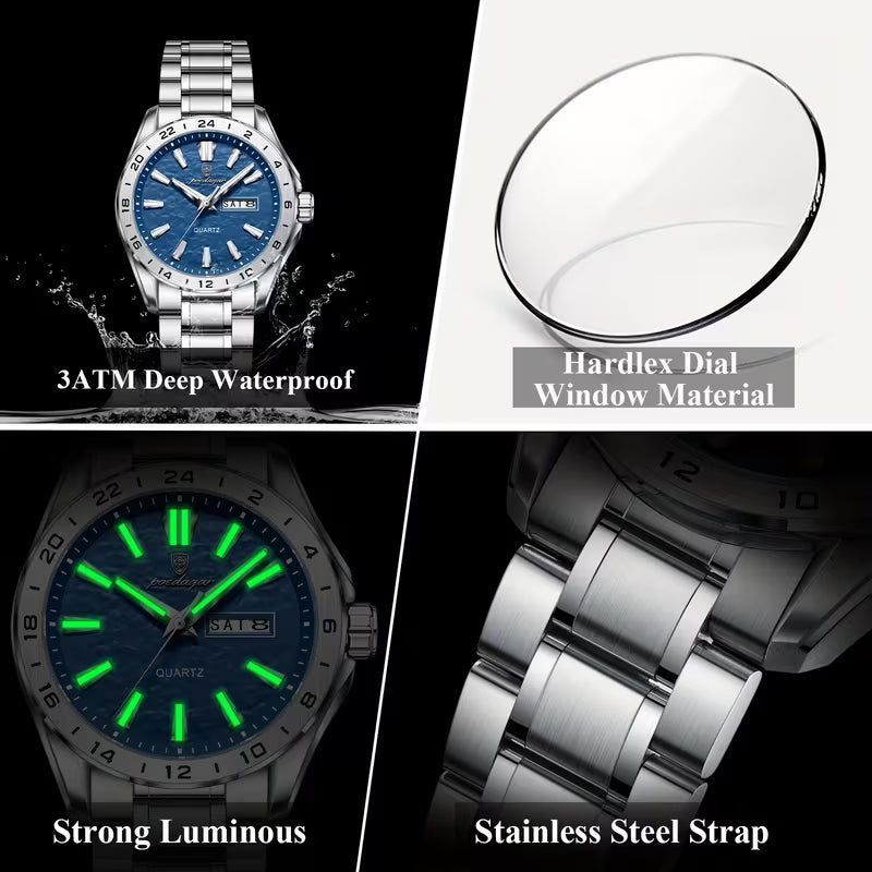 Poedagar Stainless Steel Men's Watch