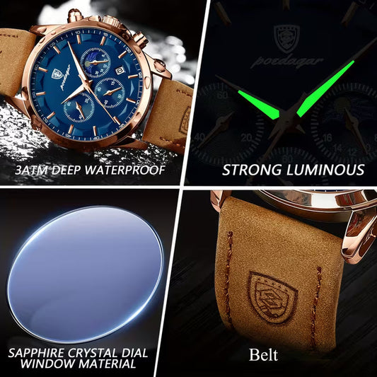 Men's Casual Business Leather Quartz Watch