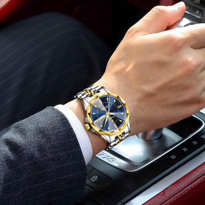 Poedagar Diamond Dial Calendar Display Men Wristwatch