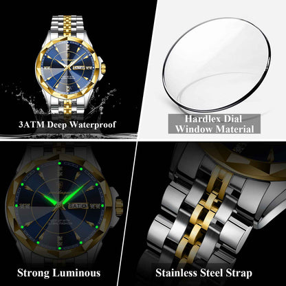 Poedagar Diamond Dial Calendar Display Men Wristwatch