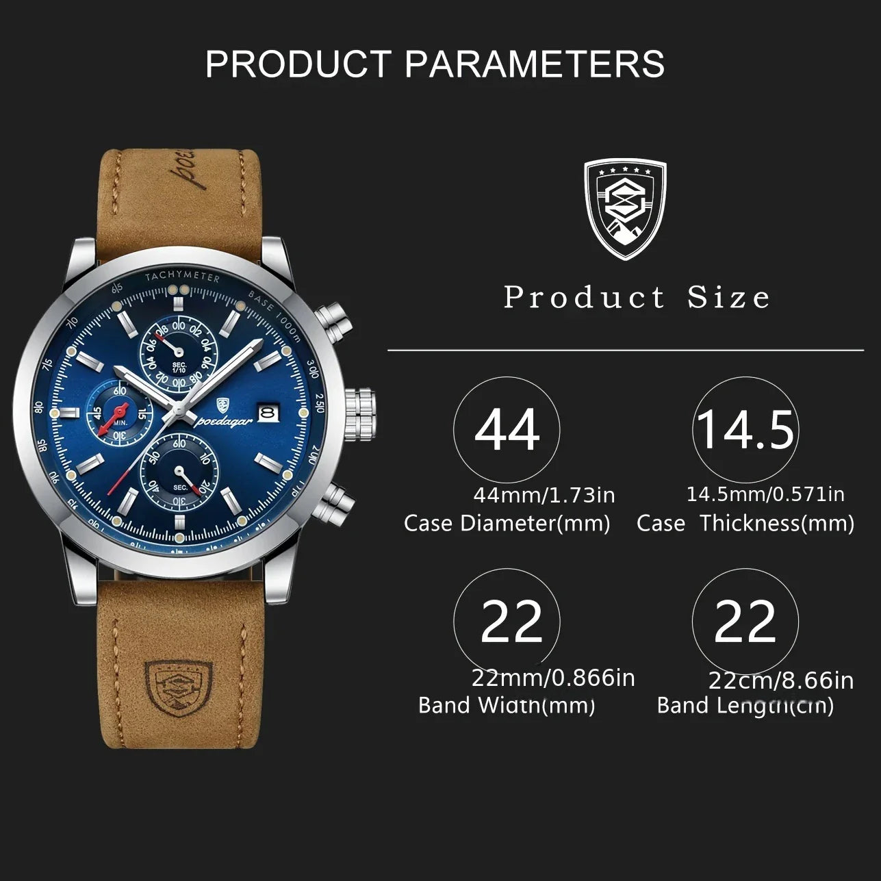 POEDAGAR Men's Luxury Sports Chronograph Watch