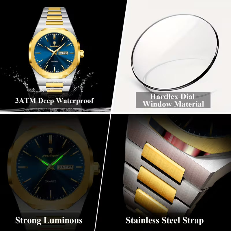 Poedagar Stainless Steel Men Wrist Watch