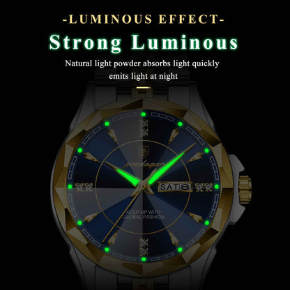 Poedagar Diamond Dial Calendar Display Men Wristwatch