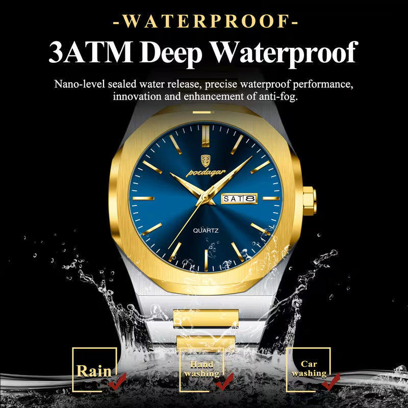 Poedagar Stainless Steel Men Wrist Watch