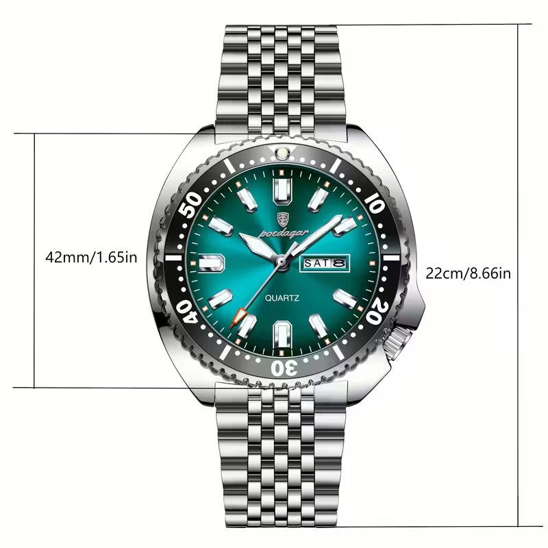 Poedagar Men's Stainless Steel  WristWatch