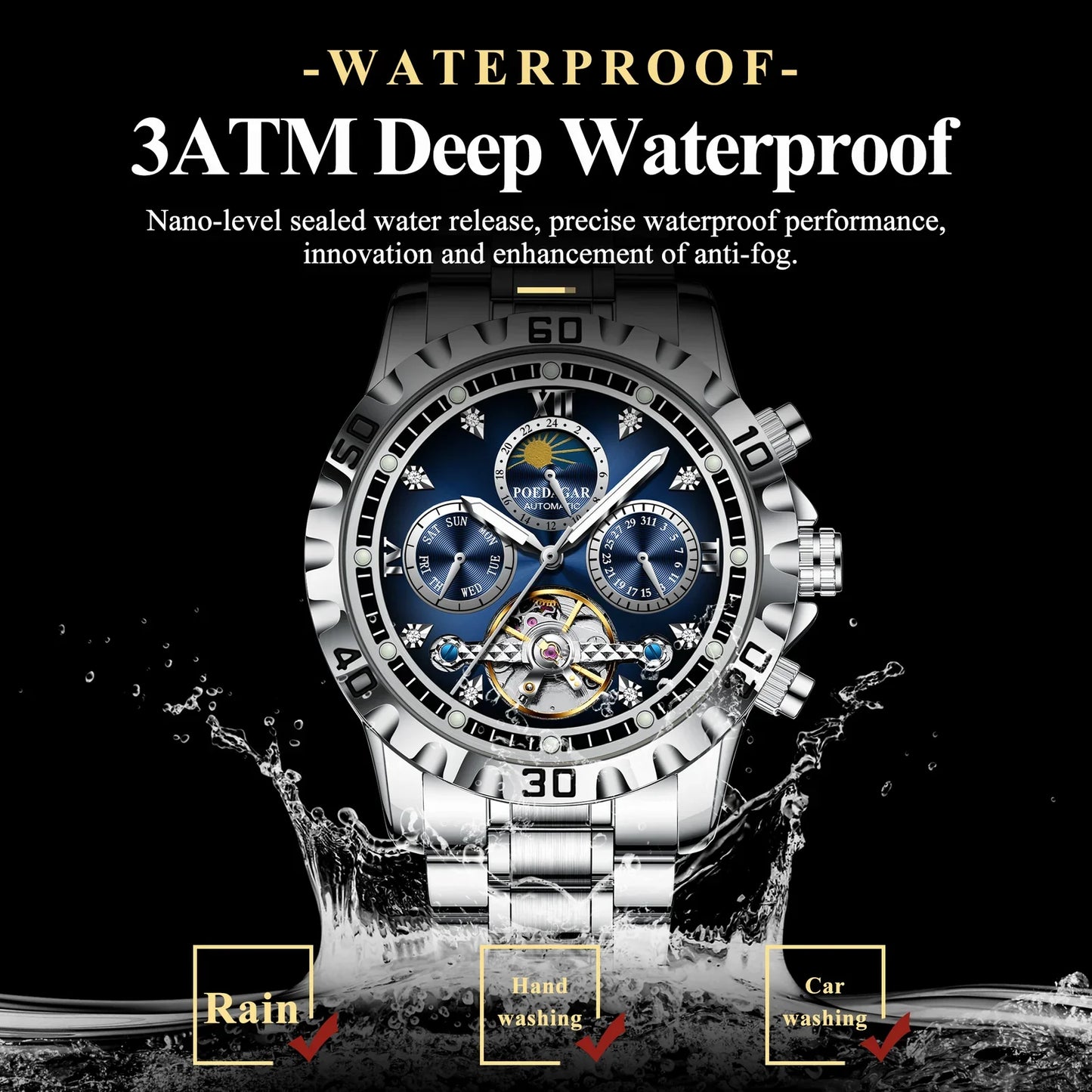 POEDAGAR  Automatic Chronograph Men Watch