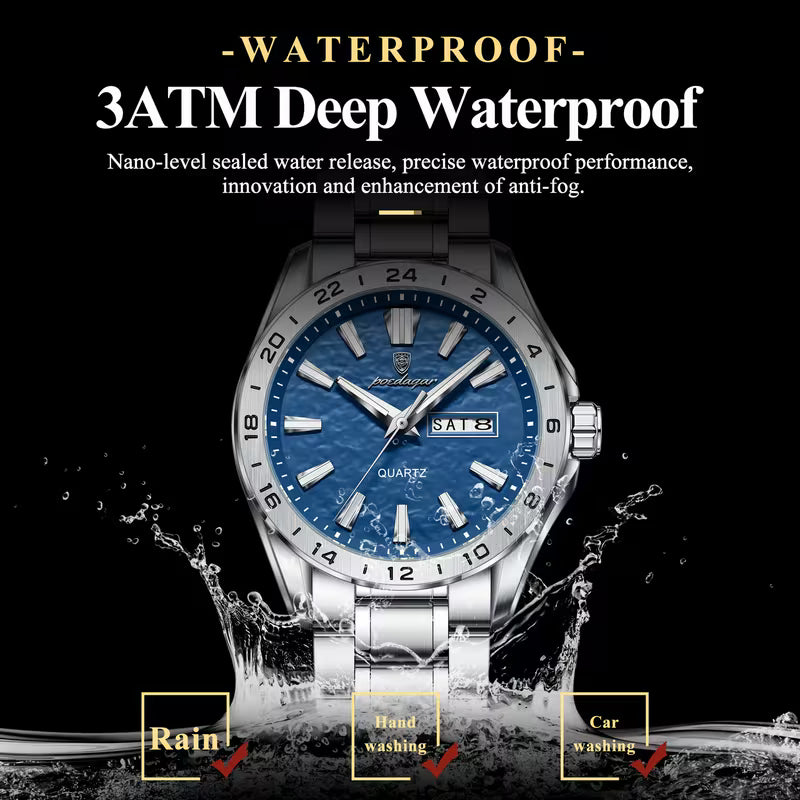 Poedagar Stainless Steel Men's Watch