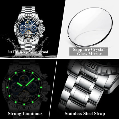 POEDAGAR  Automatic Chronograph Men Watch