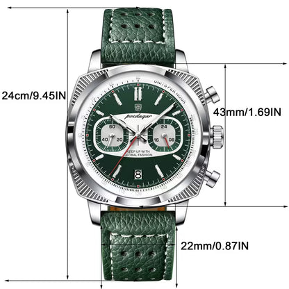 Poedagar Leather Strap Chronograph Men Watch