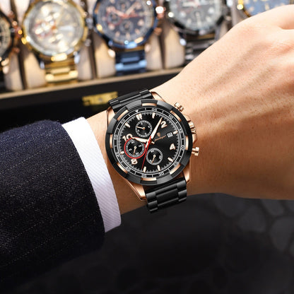 POEDAGAR Luxury Stainless Steel Men's Watch