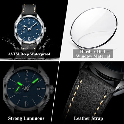 Poedagar 689 Luxury Leather Strap Watch