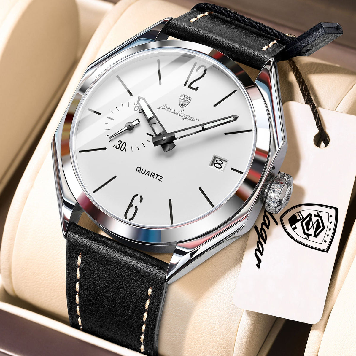 Poedagar Luxury Leather Strap Watch