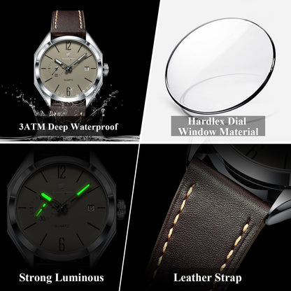 Poedagar Luxury Dial Leather Strap Watch