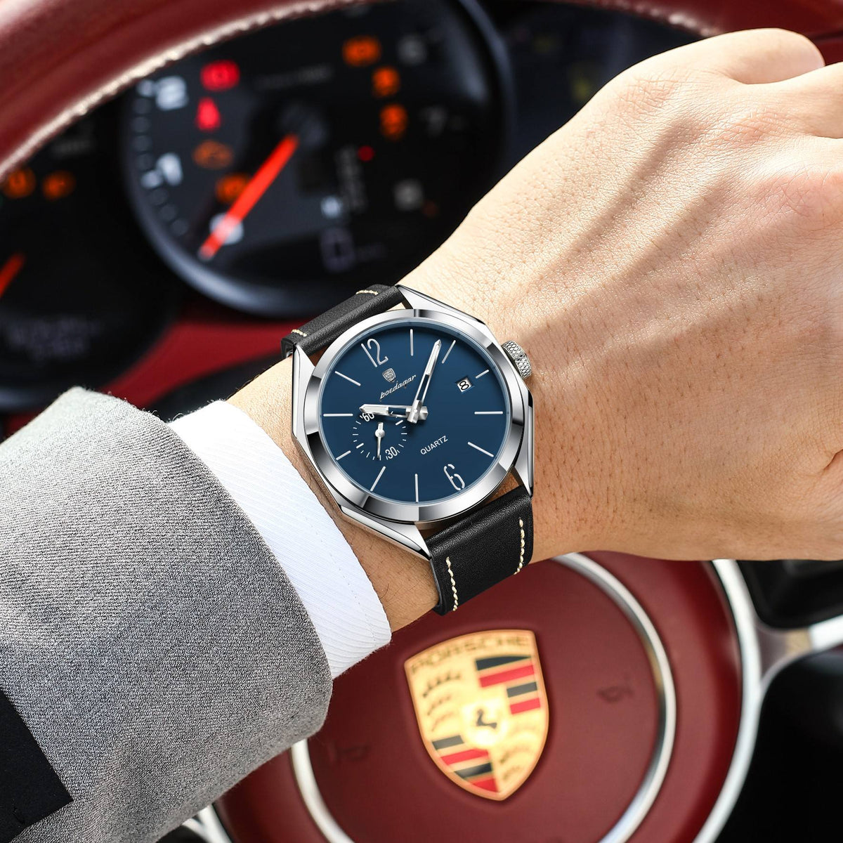 Poedagar 689 Luxury Leather Strap Watch