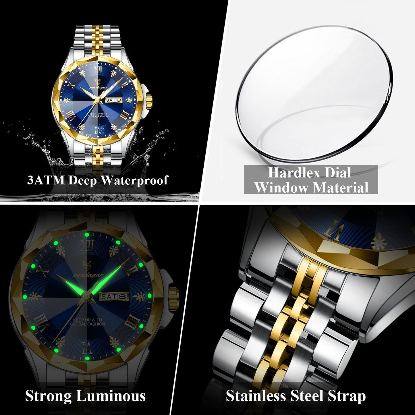 Poedagar Diamond Dial Men Watch