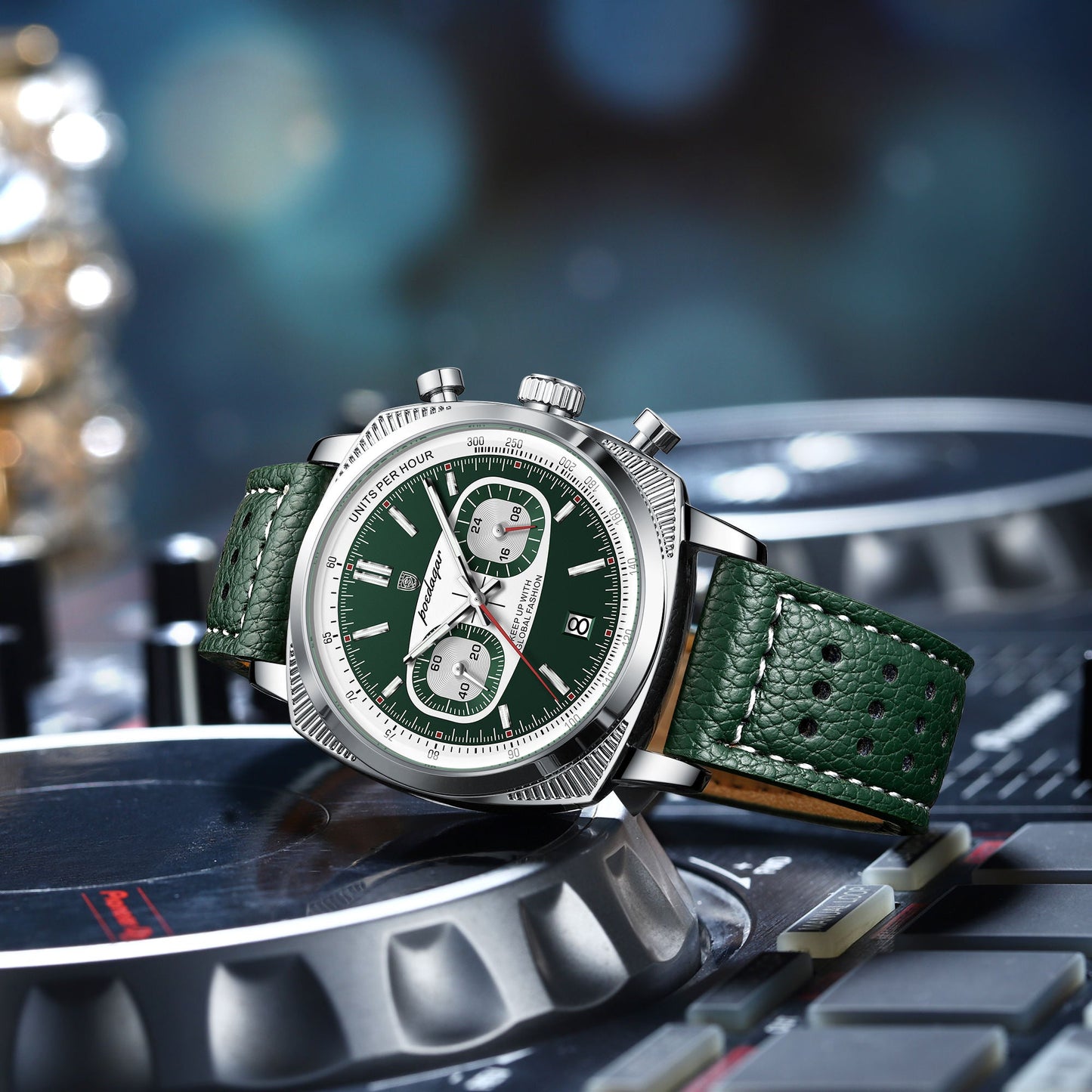 Poedagar Leather Strap Chronograph Men Watch