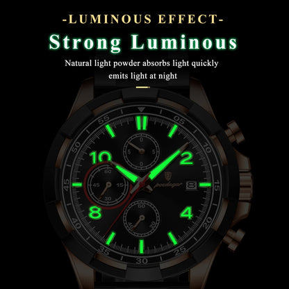 POEDAGAR Luxury Stainless Steel Men's Watch