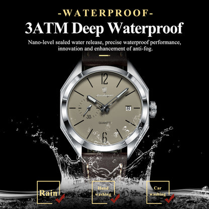 Poedagar Luxury Dial Leather Strap Watch