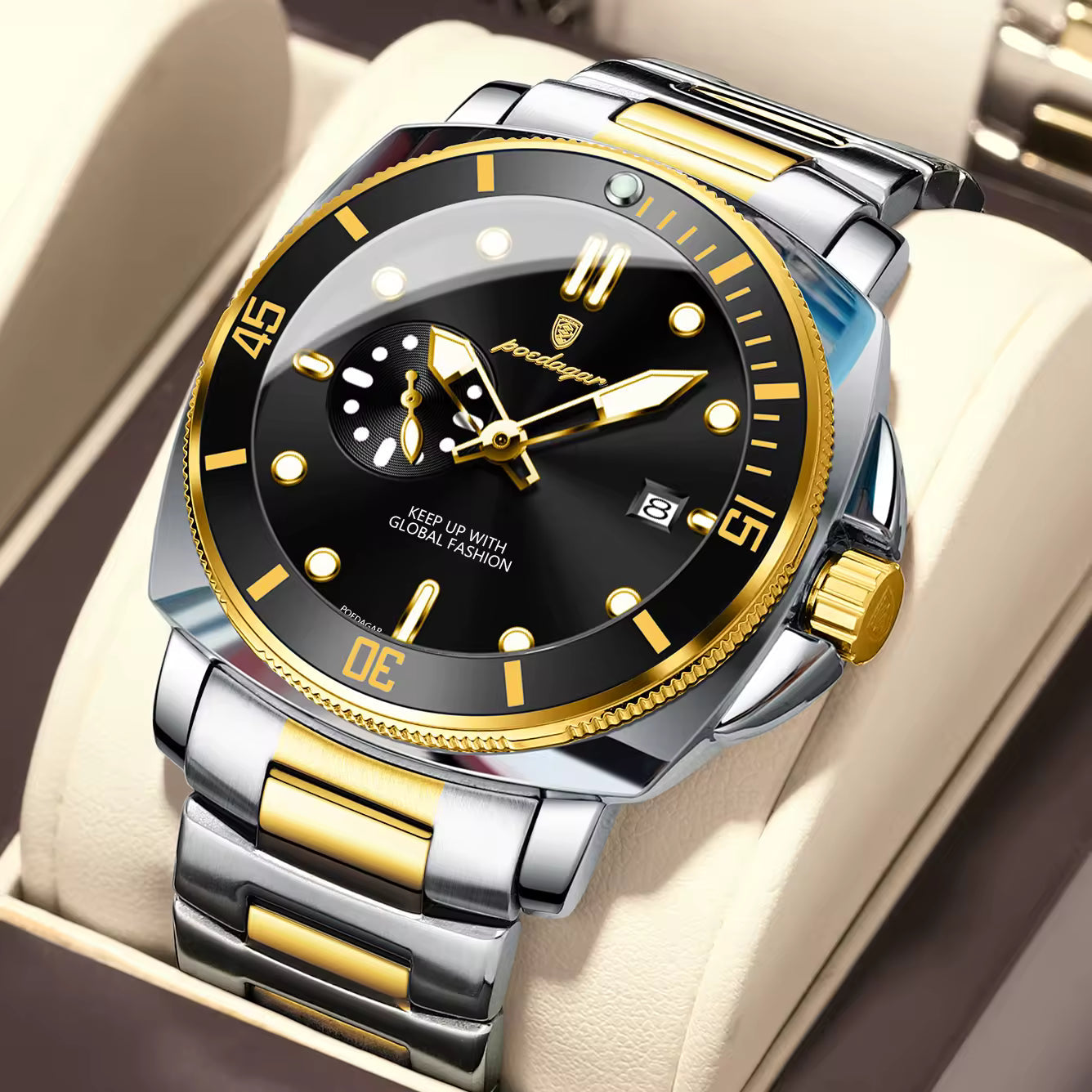 Poedagar Leather Straps Quartz Men Watch
