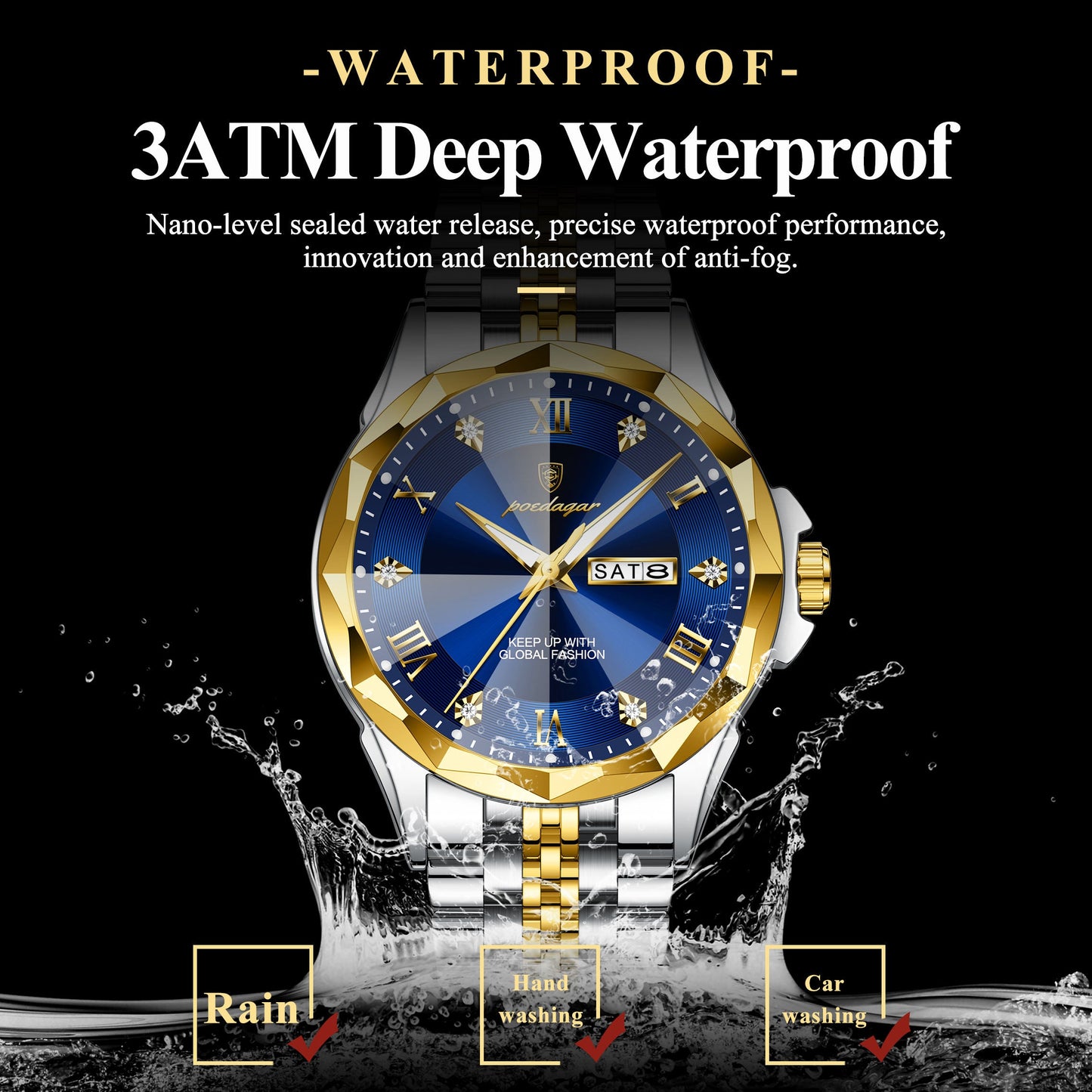 Poedagar Diamond Dial Men Watch