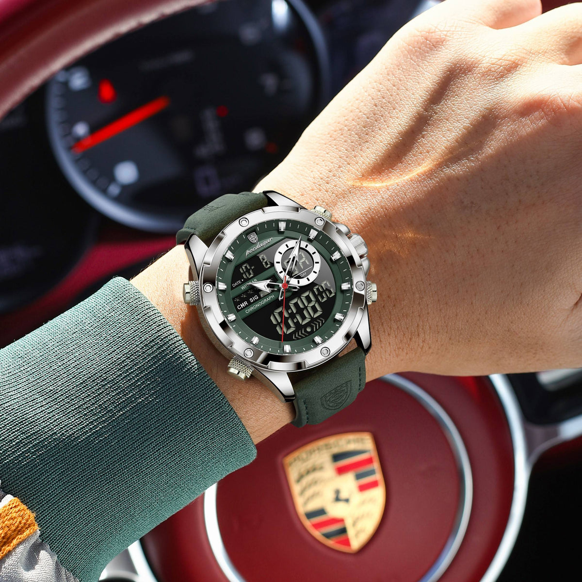 Poedagar E129  Luxury Leather Strap Watch