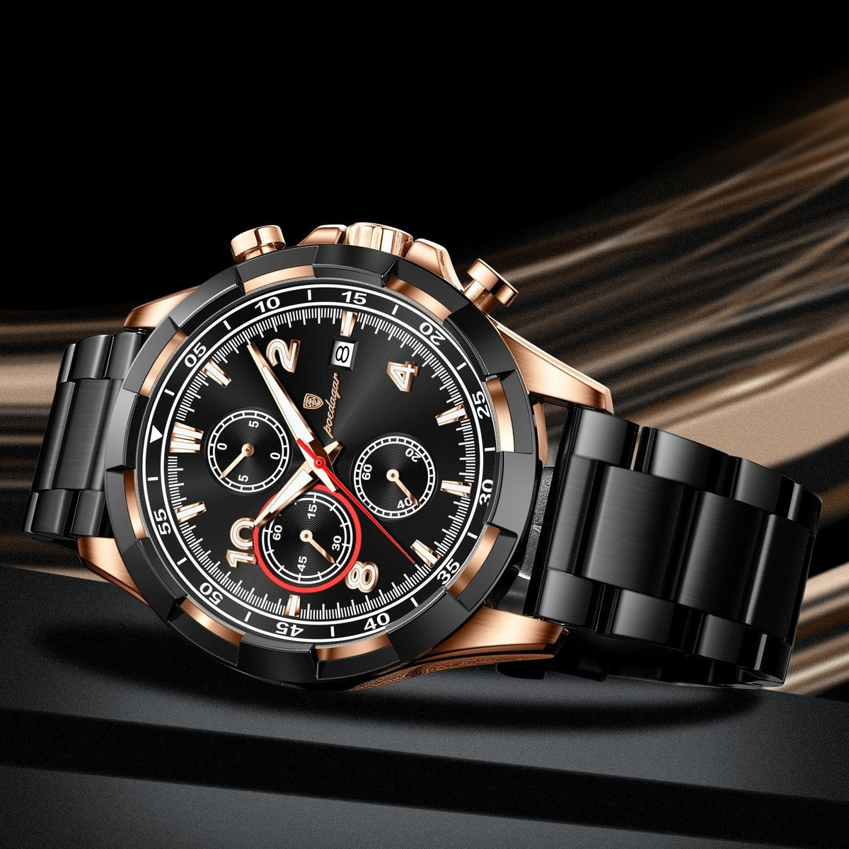 POEDAGAR Luxury Stainless Steel Men's Watch