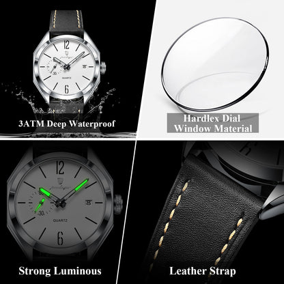 Poedagar 689 Luxury Leather Strap Watch