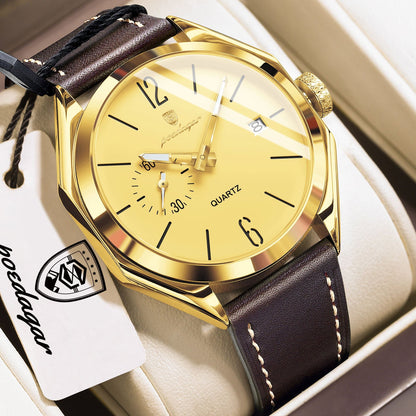 Poedagar Luxury Leather Strap Watch