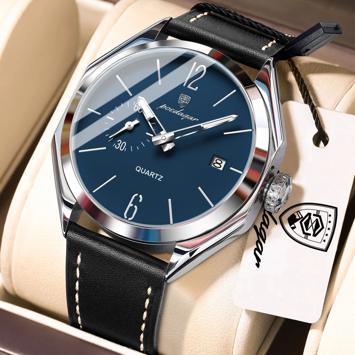 Poedagar 689 Luxury Leather Strap Watch