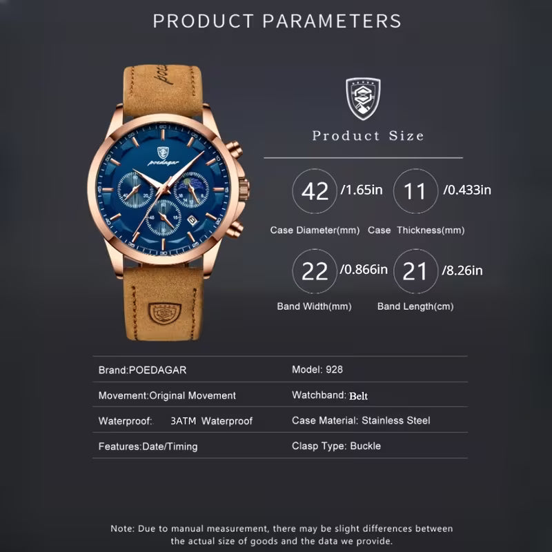 Men's Casual Business Leather Quartz Watch