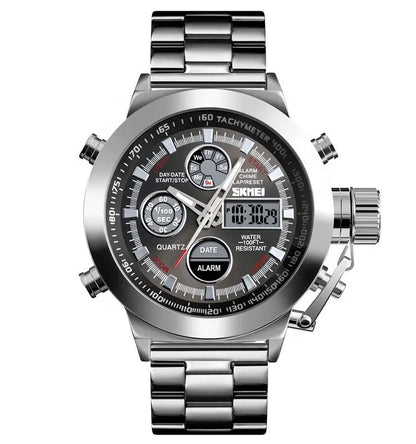 Skmei special design watch dual time steel digital&quartz watch