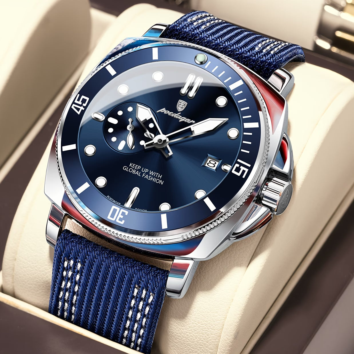 Poedagar Leather Straps Quartz Men Watch