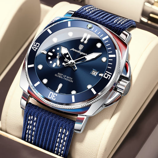 Poedagar Leather Straps Quartz Men Watch