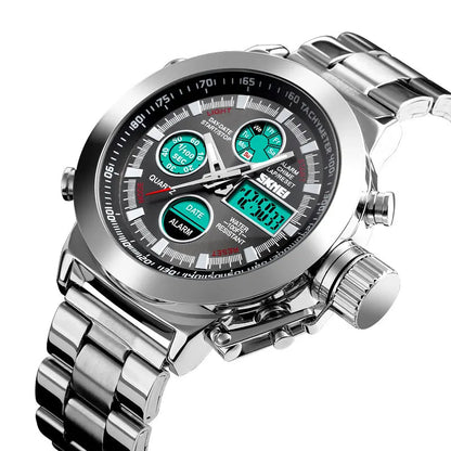 Skmei special design watch dual time steel digital&quartz watch