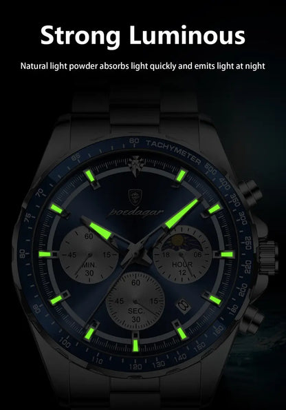 POEDAGAR Sports Series Stainless Steel Mens's Watch